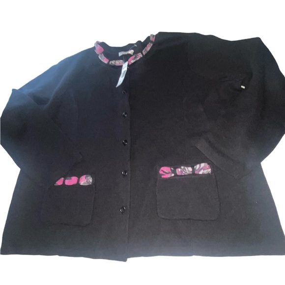 Pendleton plus 3X black cardigan with silk scarf accents nwts - Picture 10 of 14